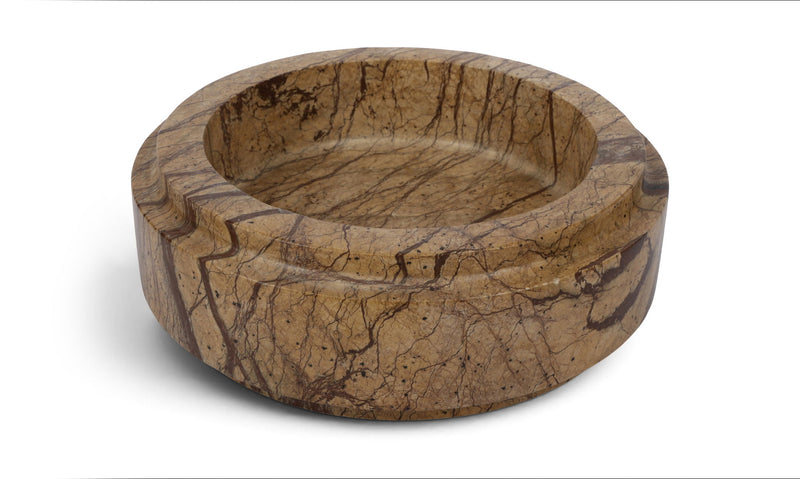 Parsons genuine marble bowl, dark light-brown stone with bold natural veining