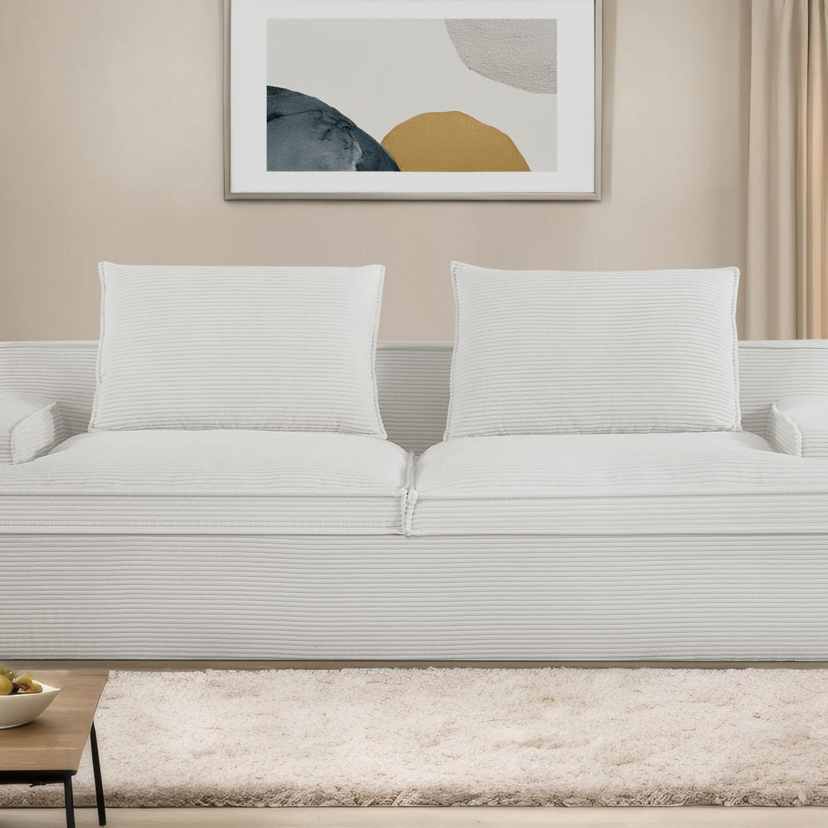 Nimbus - Oversized Full Foam 4 Seater Couch For Living Room Upholstered In Soft Corduroy, Wide Armrests