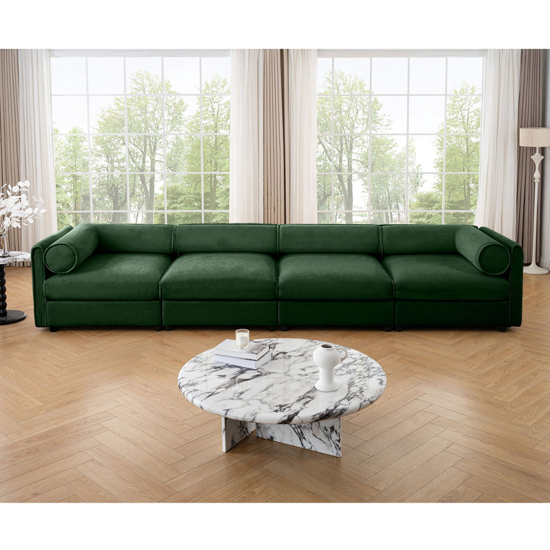 Stylish Chenille Sofa With Storage Seat And Cylindrical Backrest