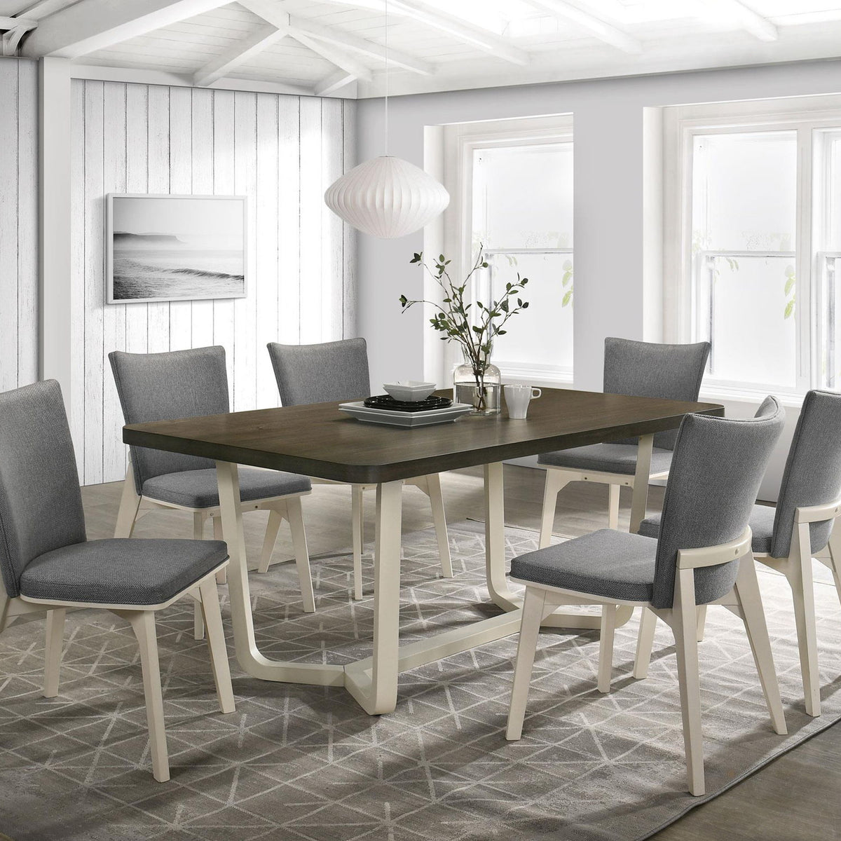 Biloxi 7-piece 71-inch Rectangular Dining Set Greyish Brown
