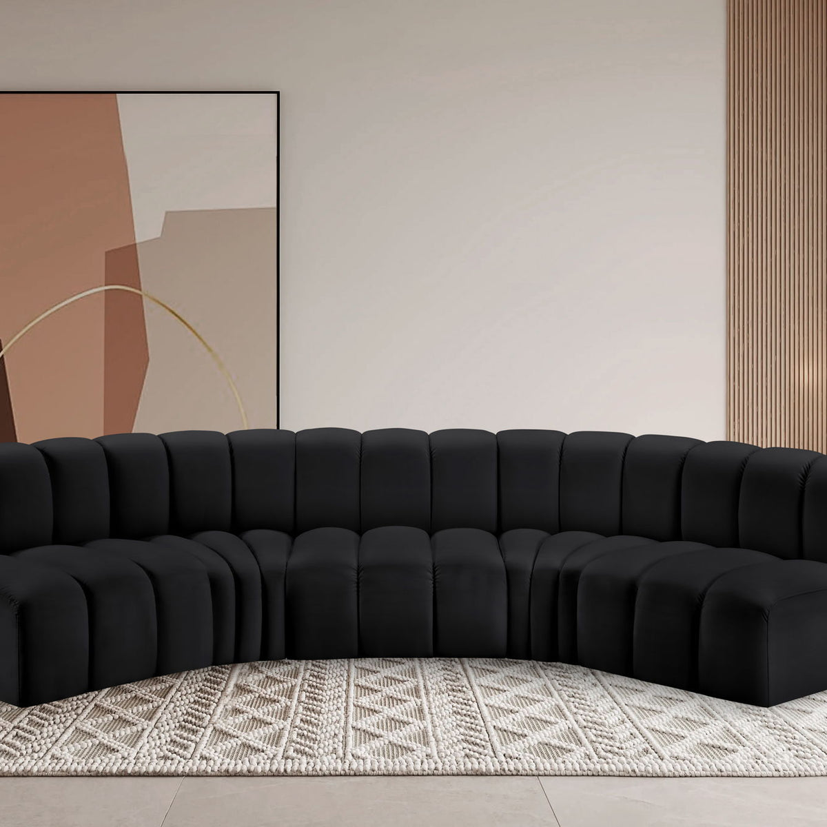 Arc - Faux Leather 5 Piece U-Shaped Modular Sofa
