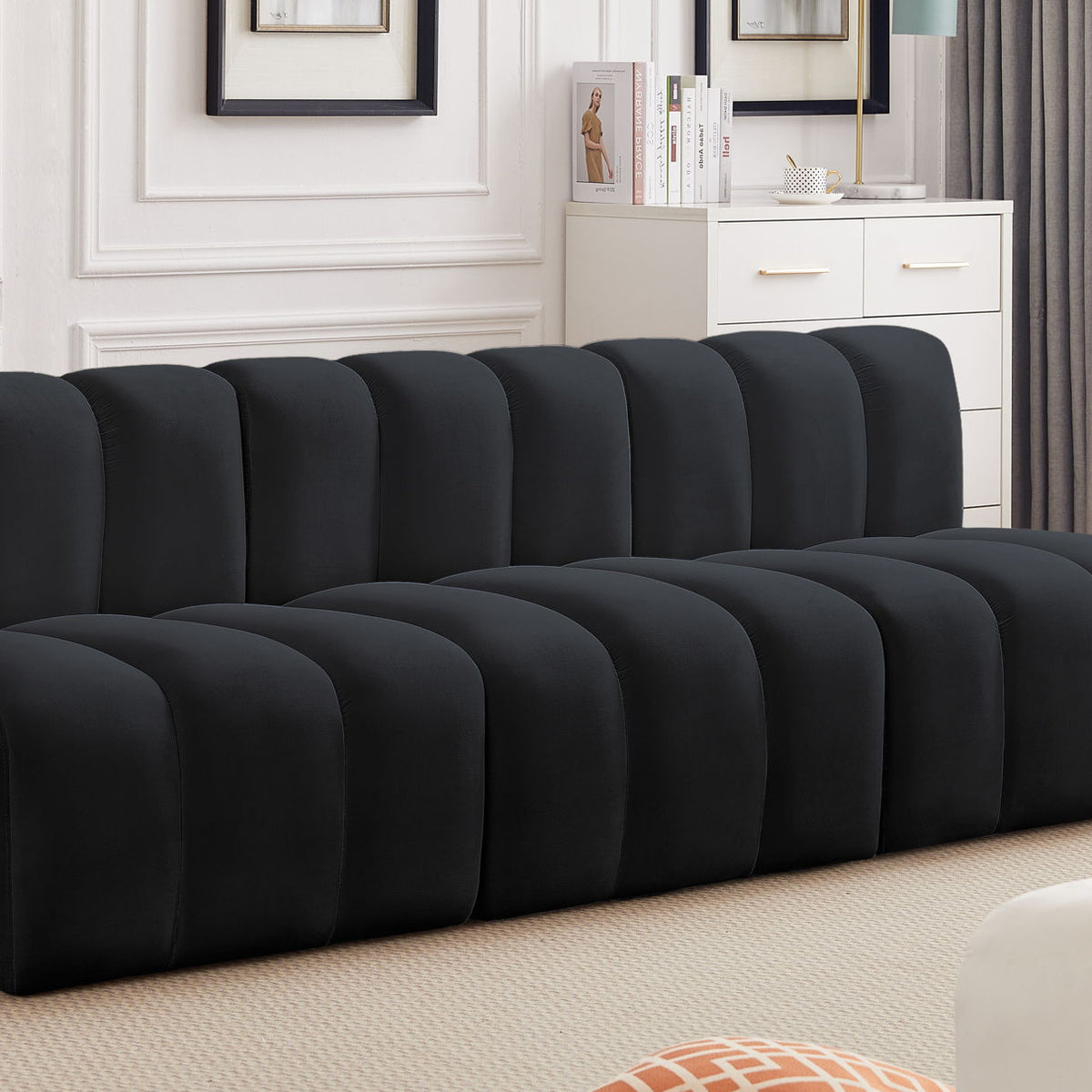 Arc - Velvet 3 Piece Modular Straight Sofa
