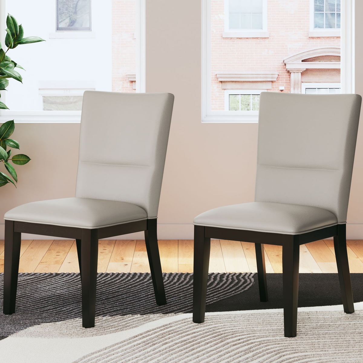 Glinari - Dining Upholstered Side Chair (Set of 2) - Taupe / Black