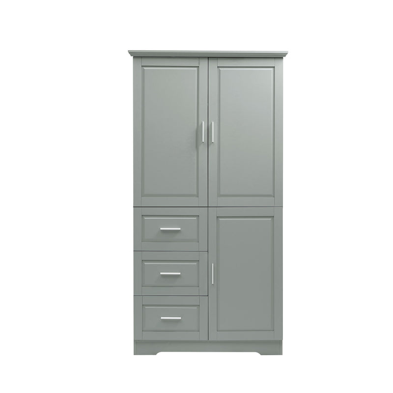 Tall Wide Storage Cabinet With Doors, 3 Drawers