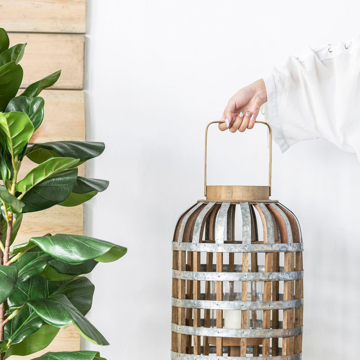 Decorative Lantern With Handle, Wooden Lantern For Indoor Outdoor, Home Garden Wedding
