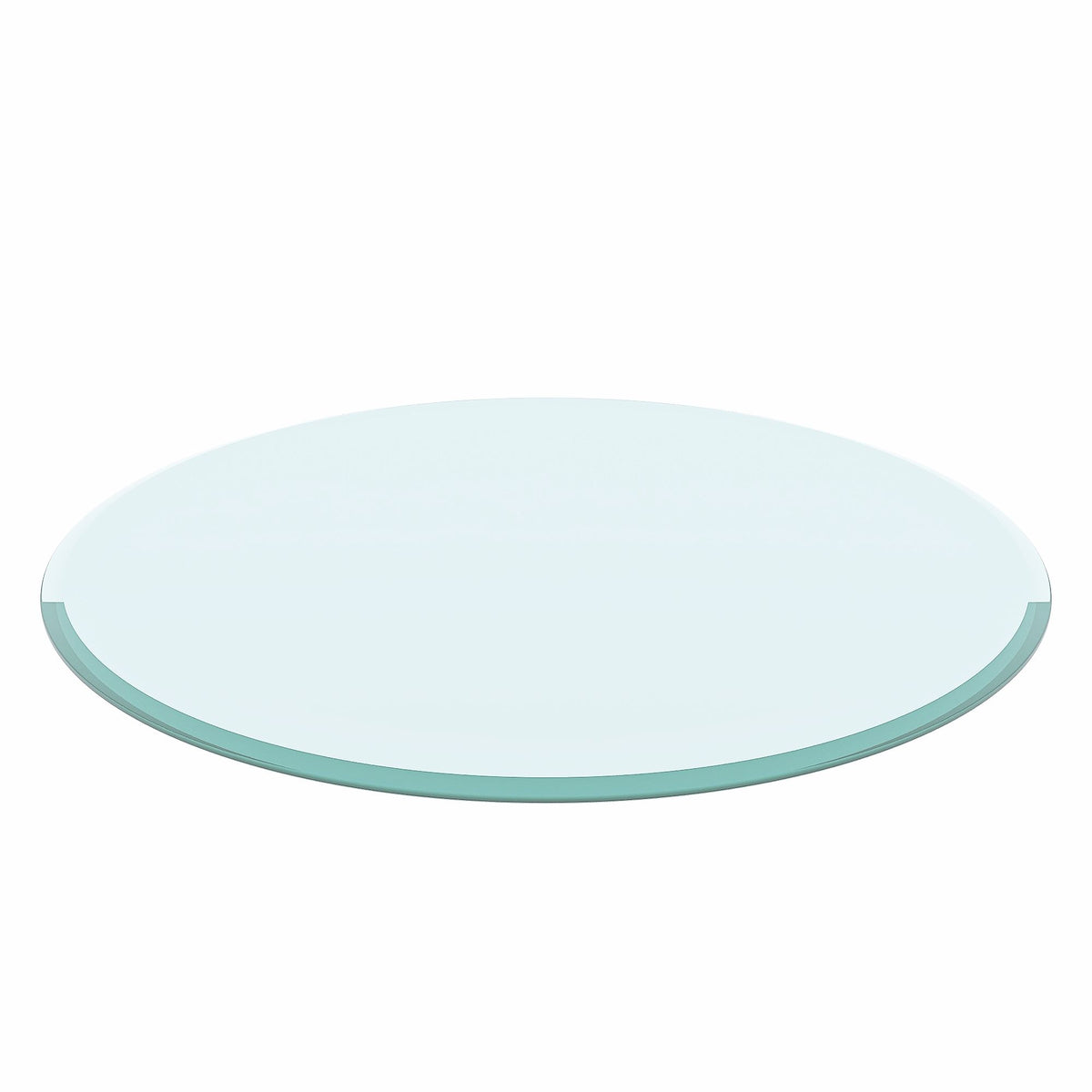 36" Round Tempered Glass Table Top Black Glass Thick Beveled Polished Edge