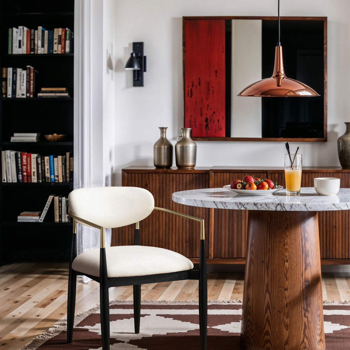 Riccio - Faux Leather Dining Arm Chair (Set of 2) - Black And Gold Frame