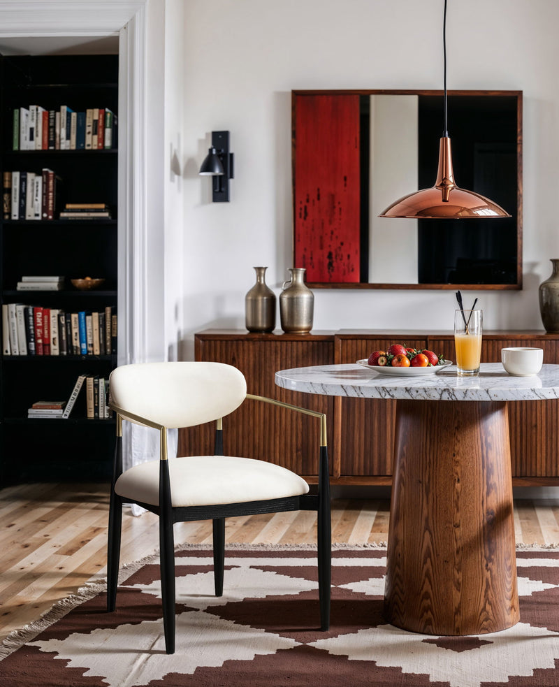 Riccio - Faux Leather Dining Arm Chair (Set of 2) - Black And Gold Frame