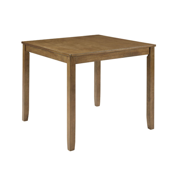 Square oak dining table with smooth tabletop and four tapered legs