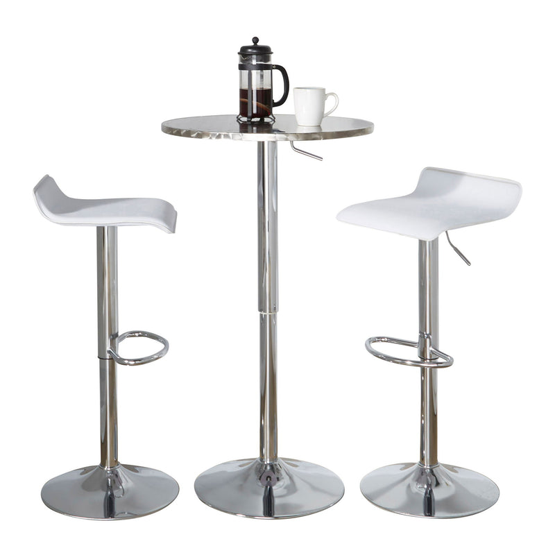 Ale - 3 Piece Bar Set Bistro Round Contemporary Adjustable Oval Footrest