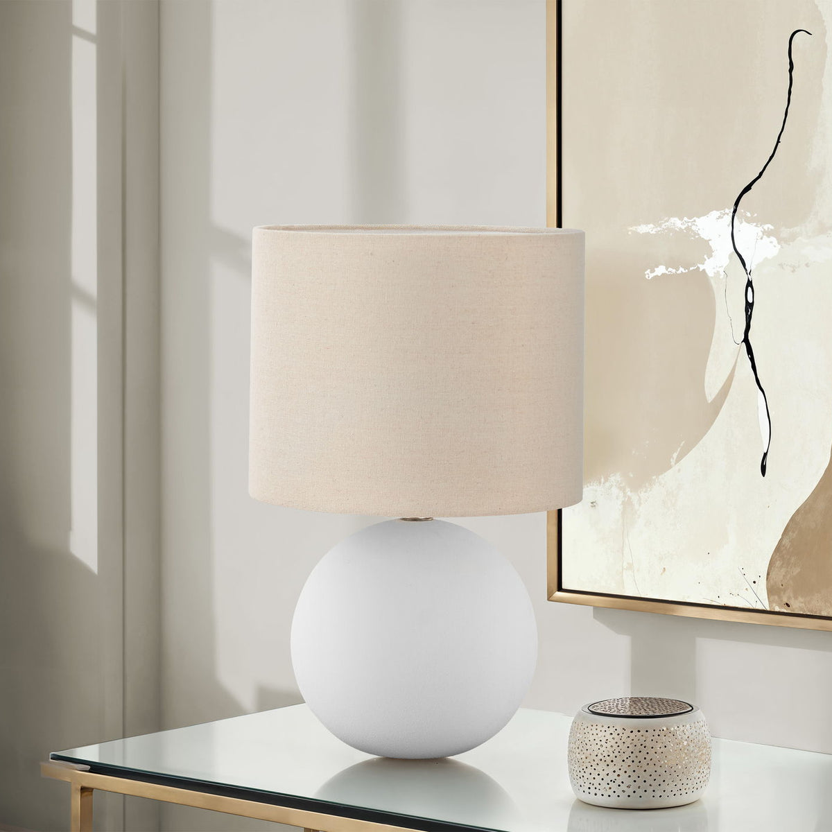 Contemporary Lighting, Table Lamp, Resin, Ceramic - Cream