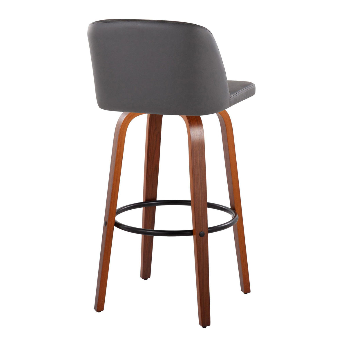 Toriano - Mid Century Modern Fixed Height Barstool Swivel And Round Footrest (Set of 2)