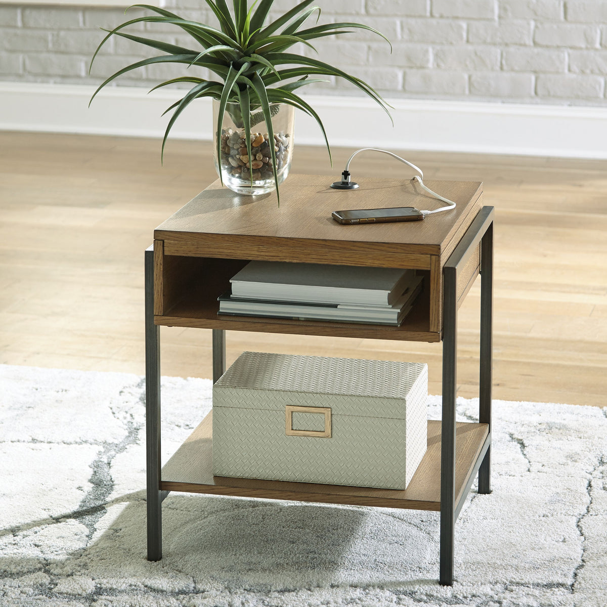 Fridley - Brown / Black - Rectangular End Table