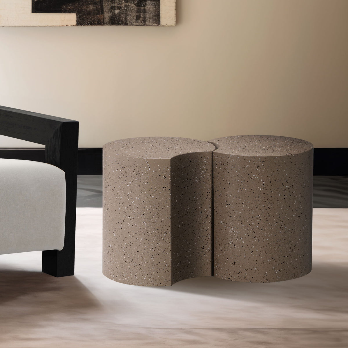 Dimple - 2 Piece Modular End Table - Terazzo Finish