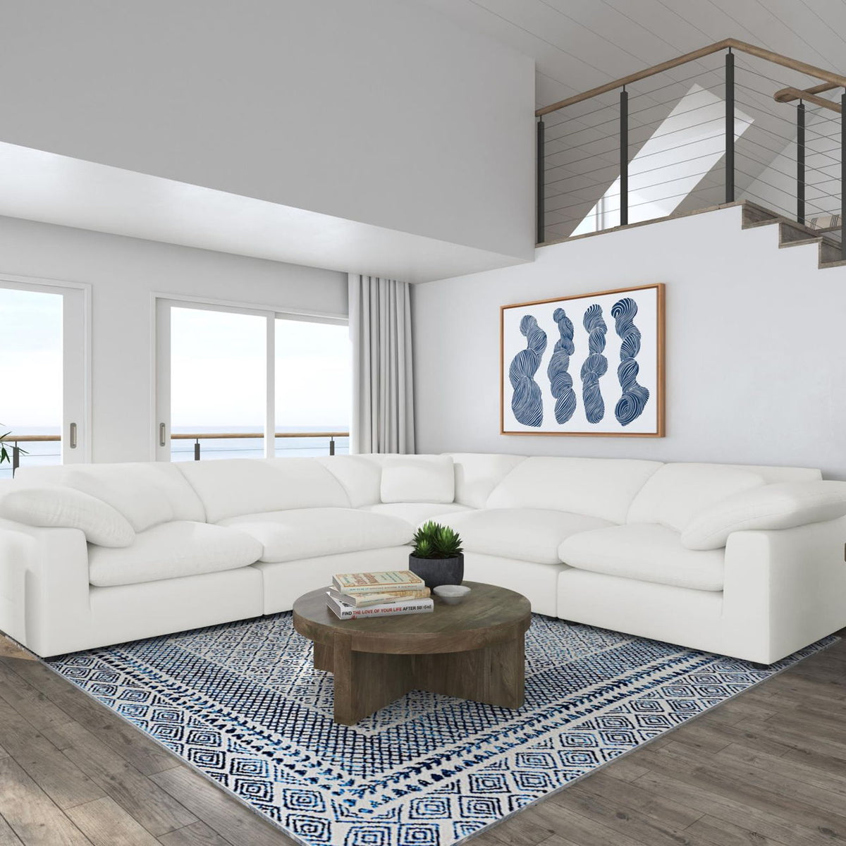 Raleigh 5-piece Boucle Upholstered Modular Sectional Ivory