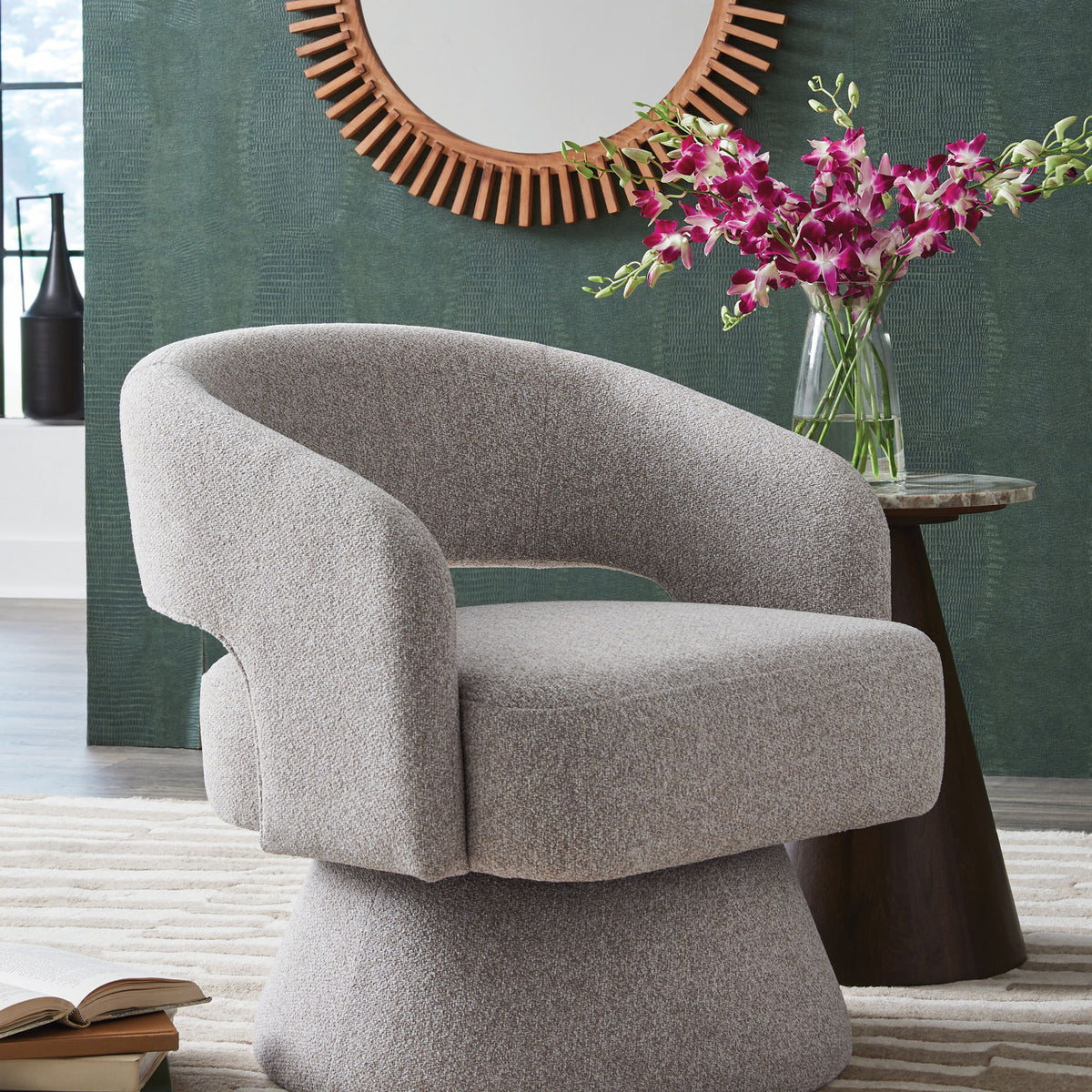 Nashkins - Swivel Accent Chair - Pebble