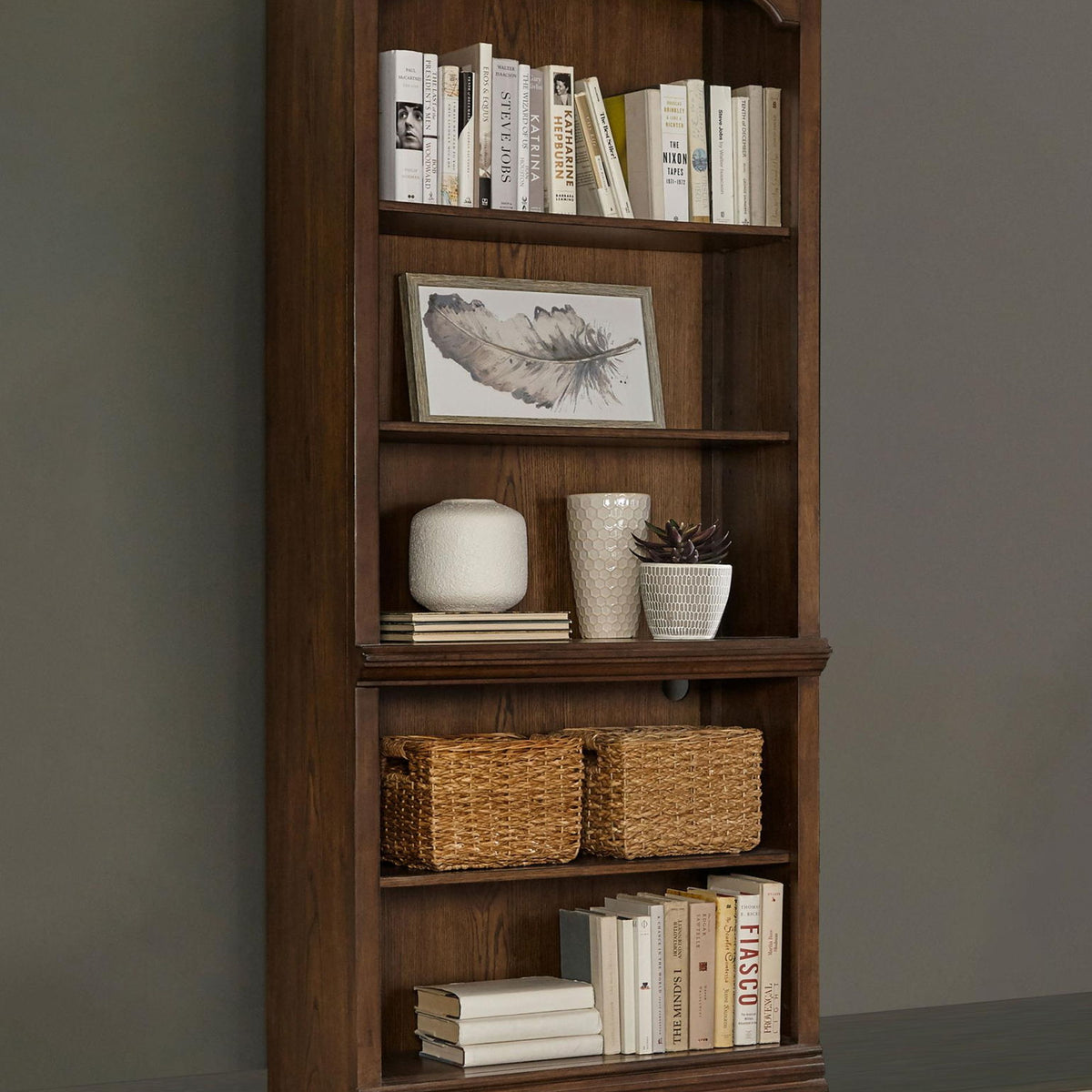 Hartshill 78-inch 5-shelf Bookcase Burnished Oak