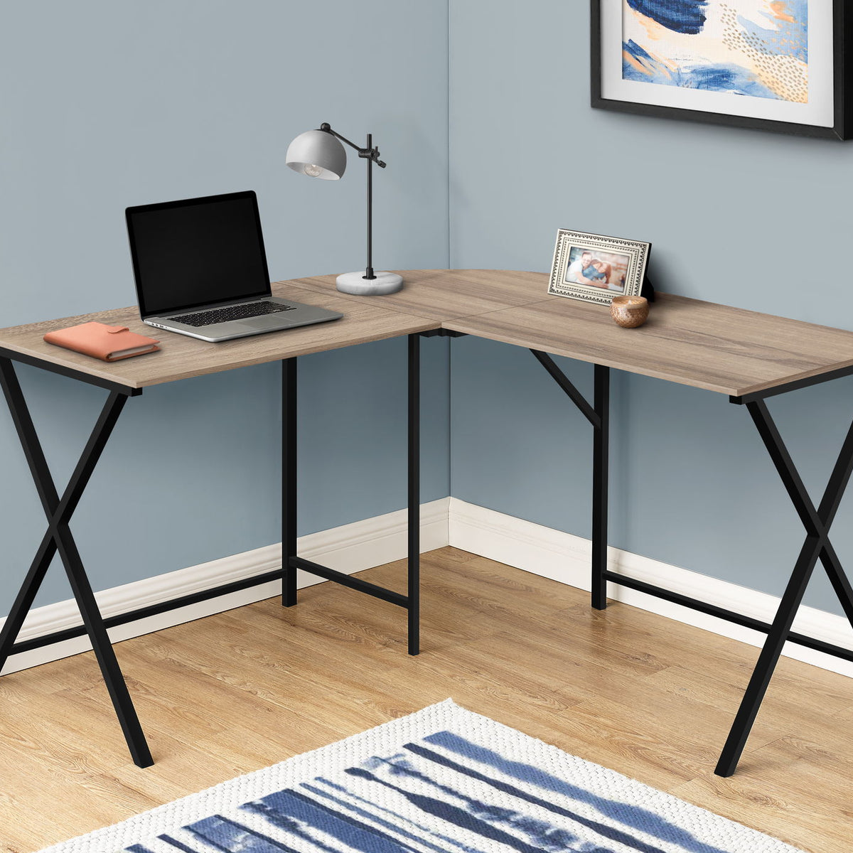 Computer Desk, Home Office, Corner, L Shape, Laptop, Contemporary / Modern