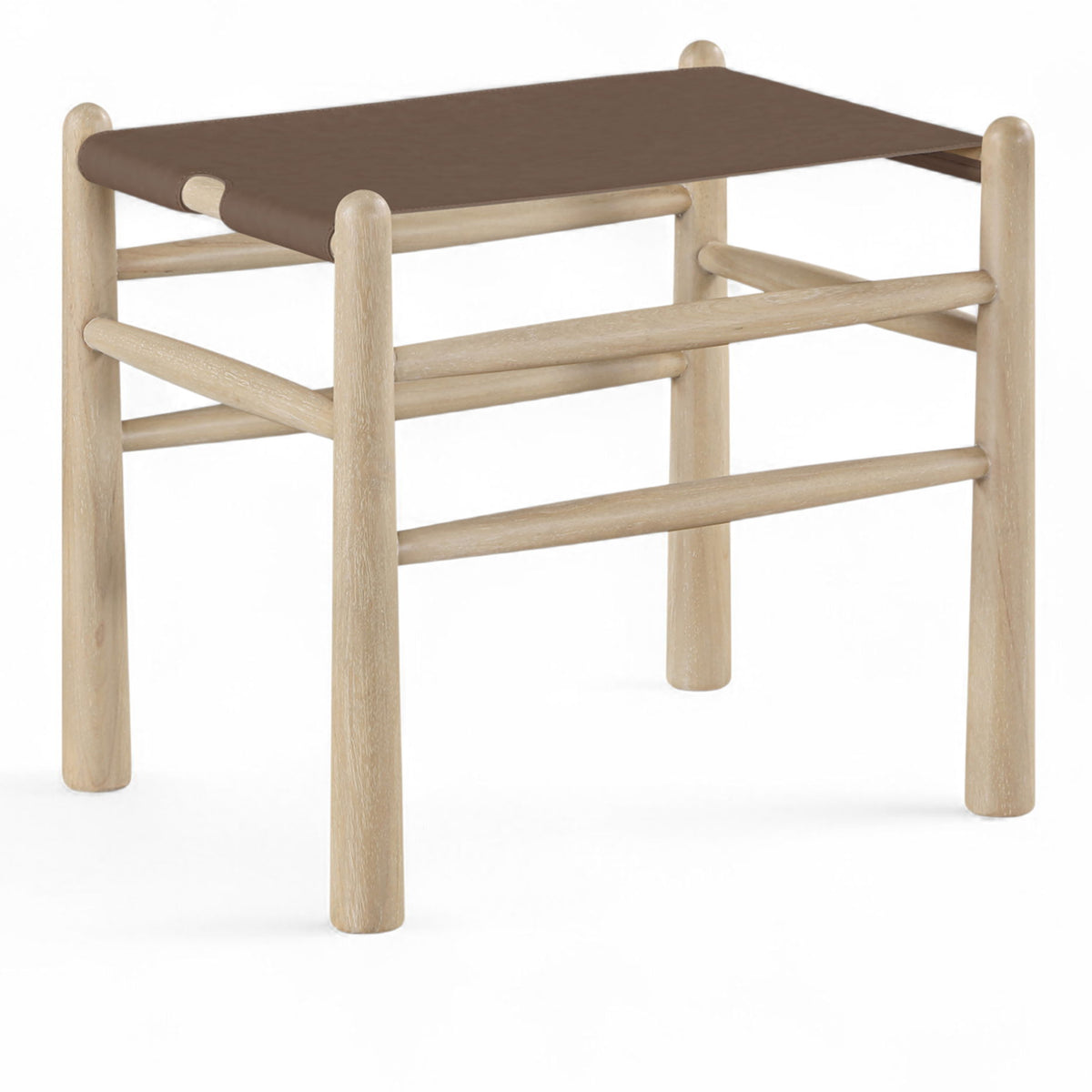 Santos - Faux Leather Upholstered Bench - Natural Frame