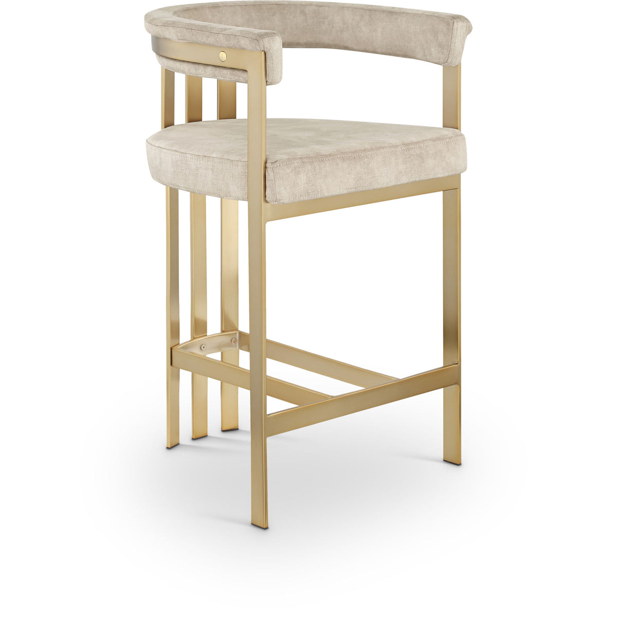Marcello - Counter Stool With Brushed Gold Iron Frame (Set of 2) - Beige