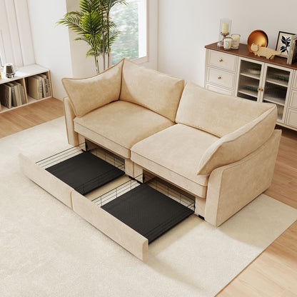 2-Seater Chenille Sofa - Wheat Chenille