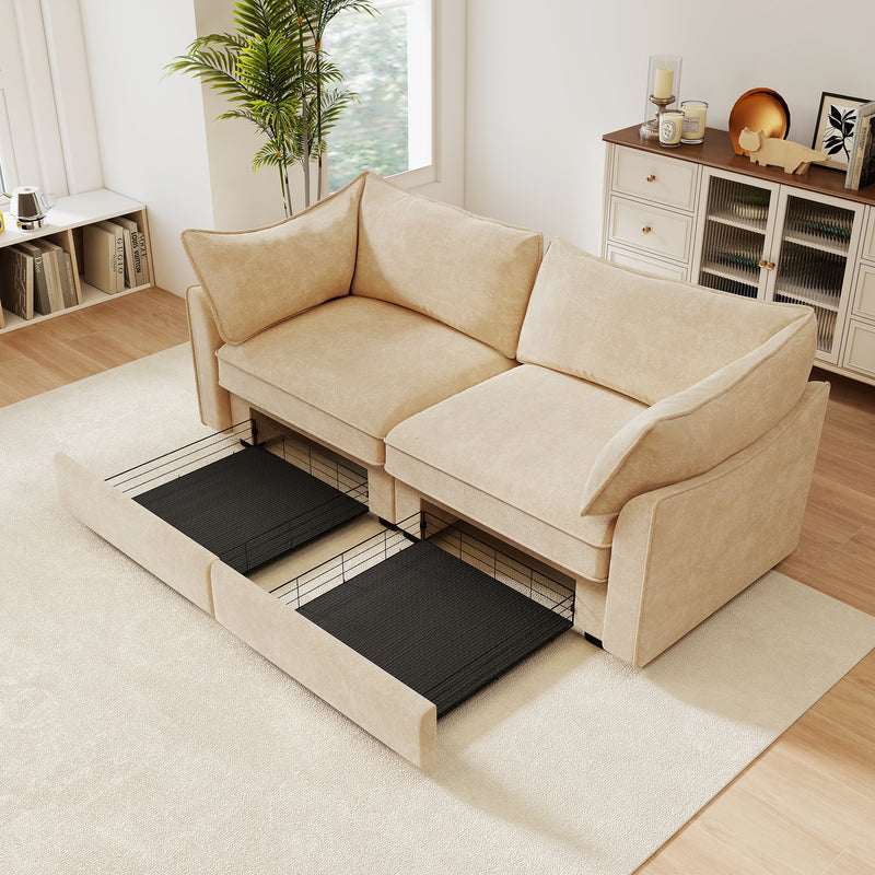 2-Seater Chenille Sofa - Wheat Chenille