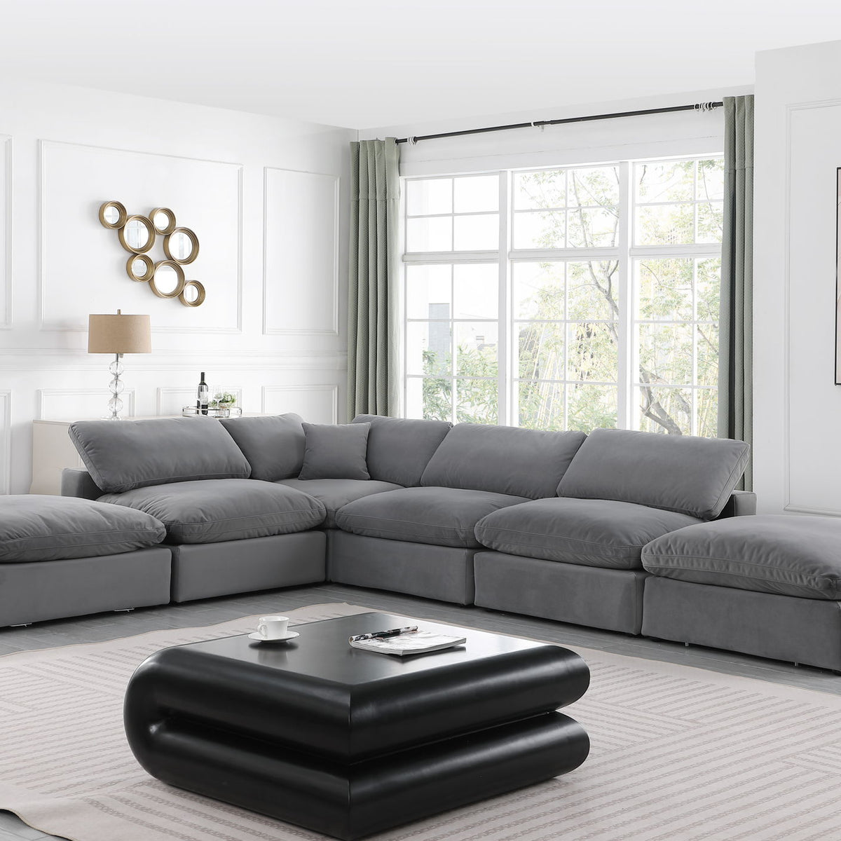 Comfy - 6 Piece Velvet Modular Sectional