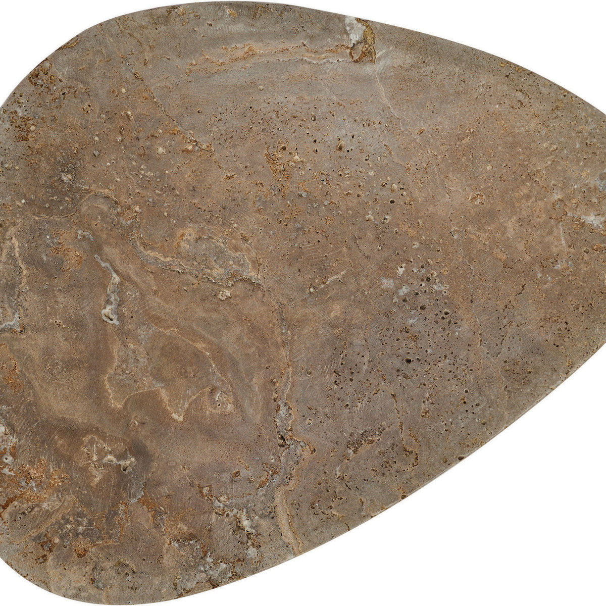 Travertine bowl in dark gray stone with swirling veining