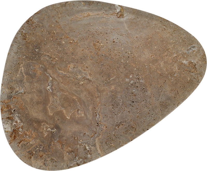 Travertine bowl in dark gray stone with swirling veining