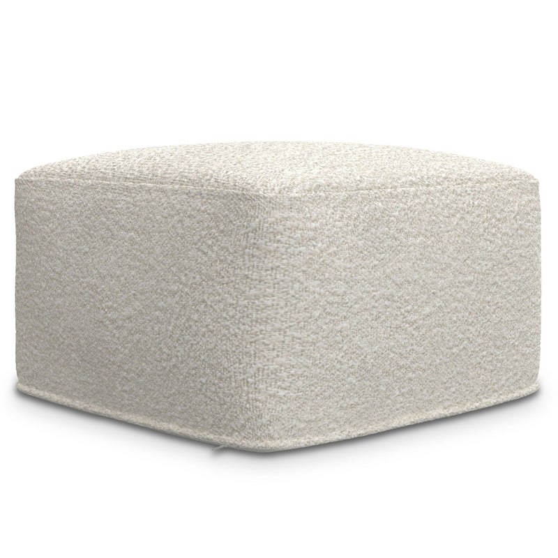 Ivory square Chantal pouf with textured upholstery and softly rounded edges
