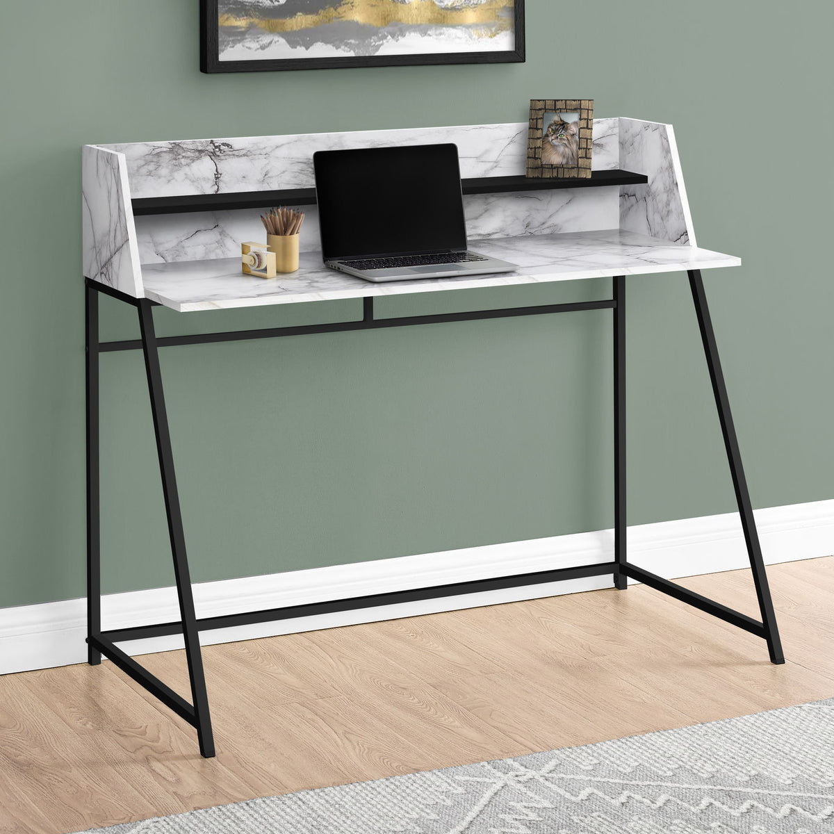 Computer Desk For Home Office Laptop, Storage Shelves, Contemporary & Modern