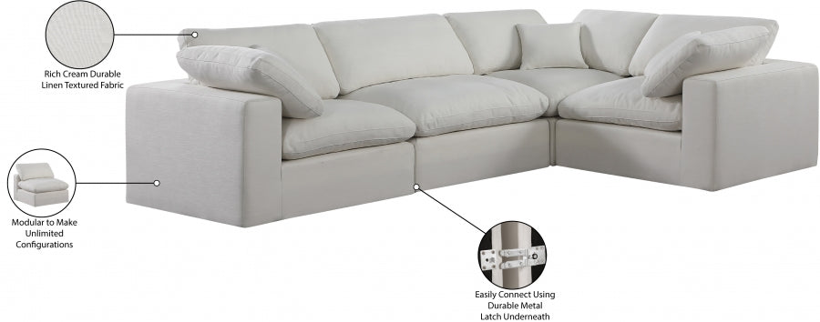 Meridian Furniture Comfy Linen Textured Fabric Sectional