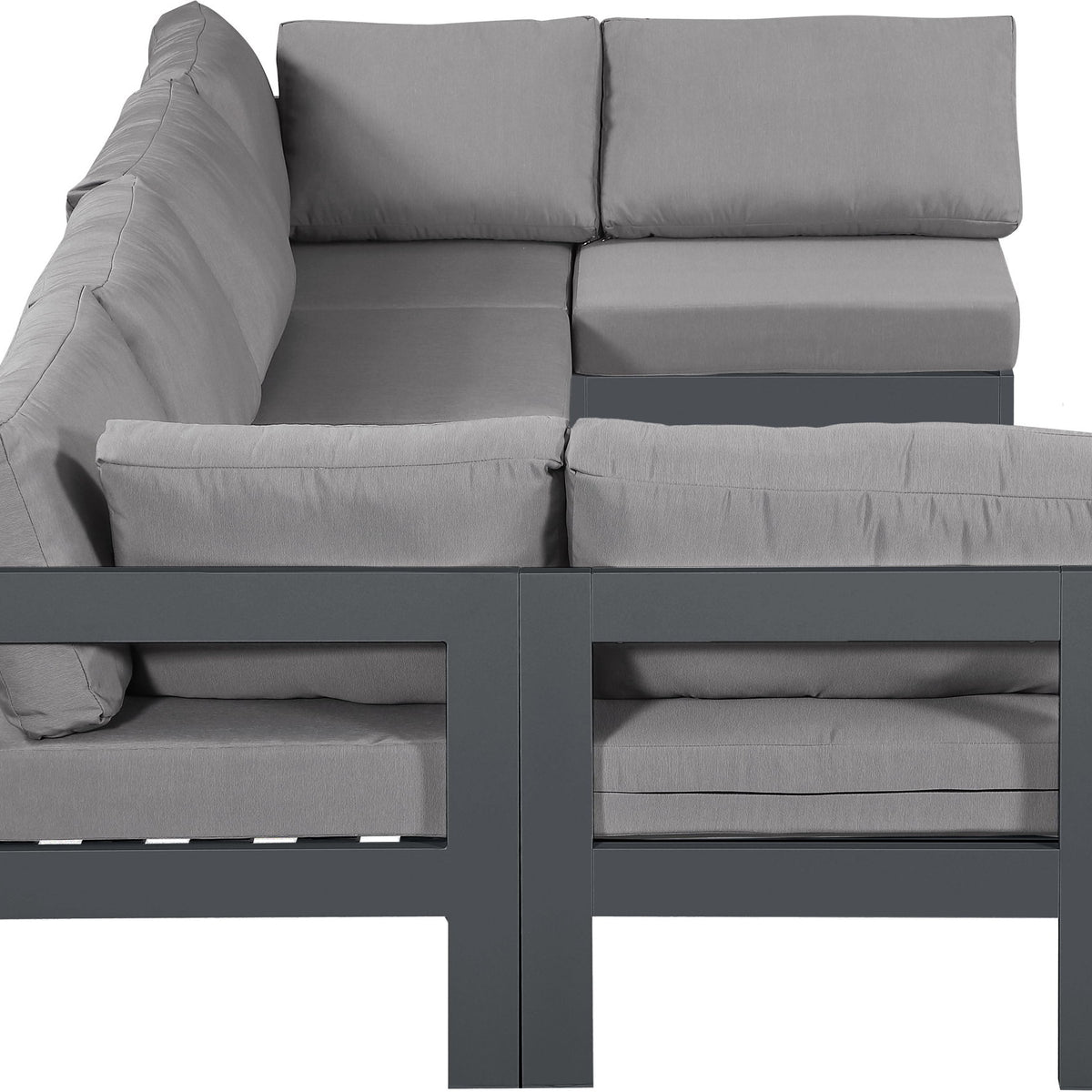 Nizuc - Outdoor Patio 6 Piece Modular Sectional With Gray Frame