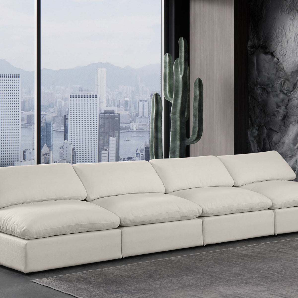 Comfy - Linen Modular Armless Sofa 4 Seats