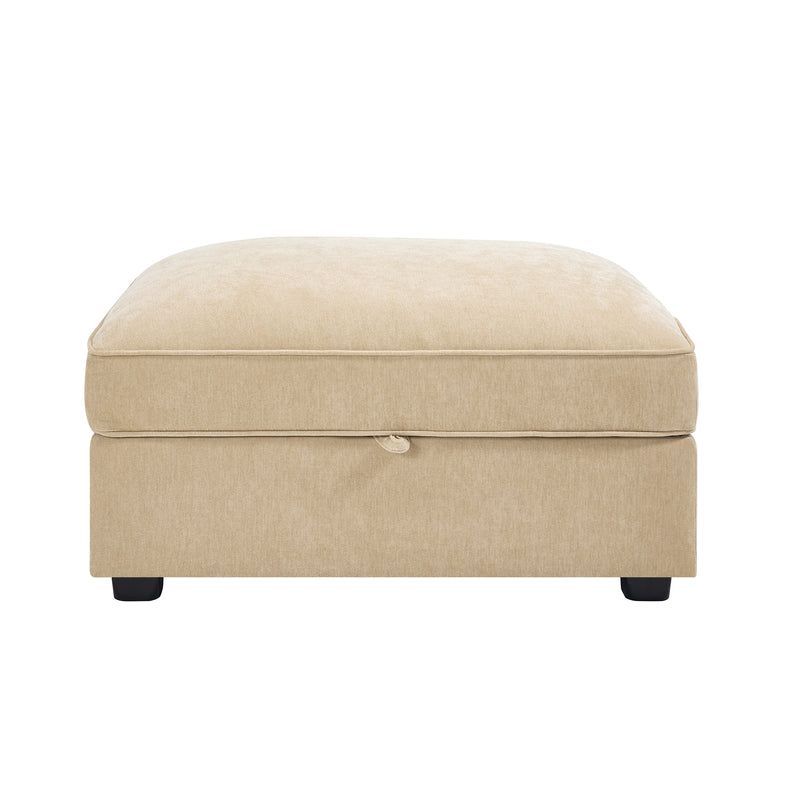 Chenille Ottoman - Wheat Chenille