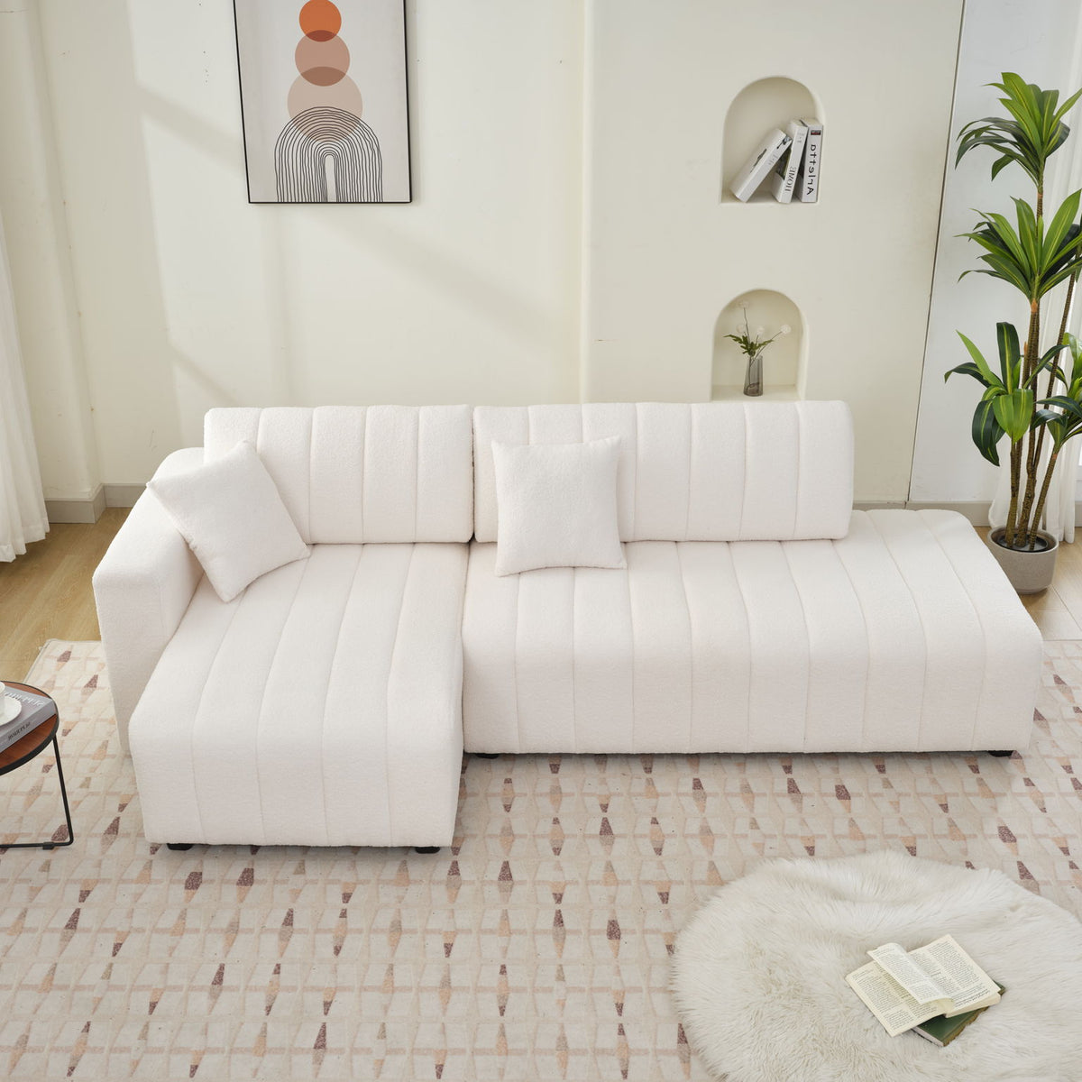 Jessica - Lamb Wool Sectional Sofa With Chaise, Versatile Configuration