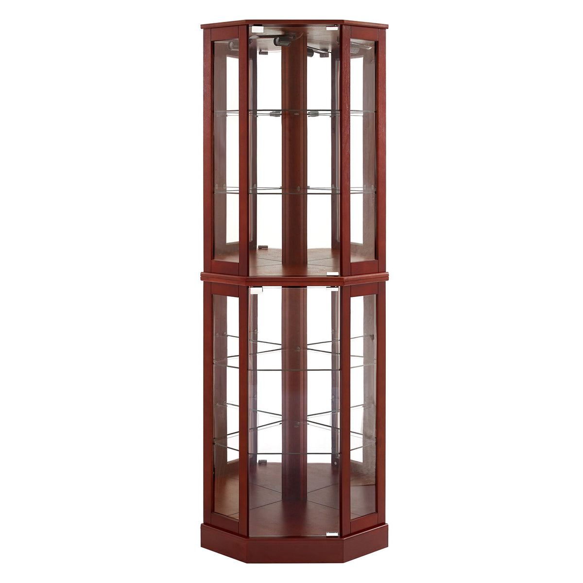 6 Shelf Corner Curio Display Cabinet With Lights, Mirrors And Adjustable Shelves (E26 Light Bulb Not Included)