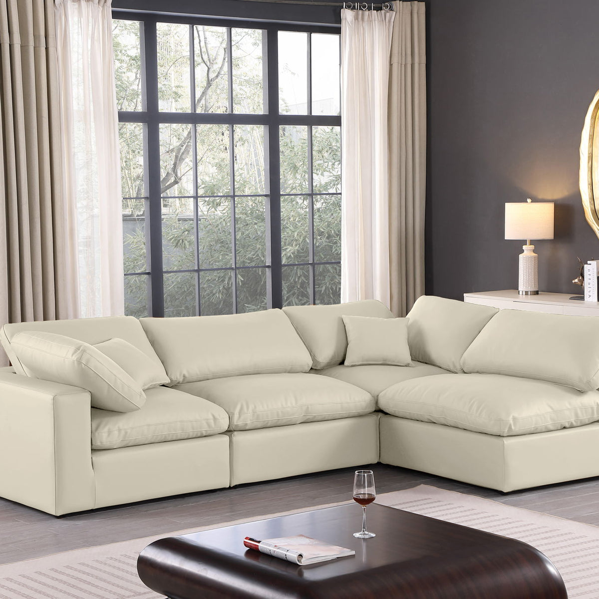 Comfy - 4 Piece Faux Leather Modular Armless Sectional