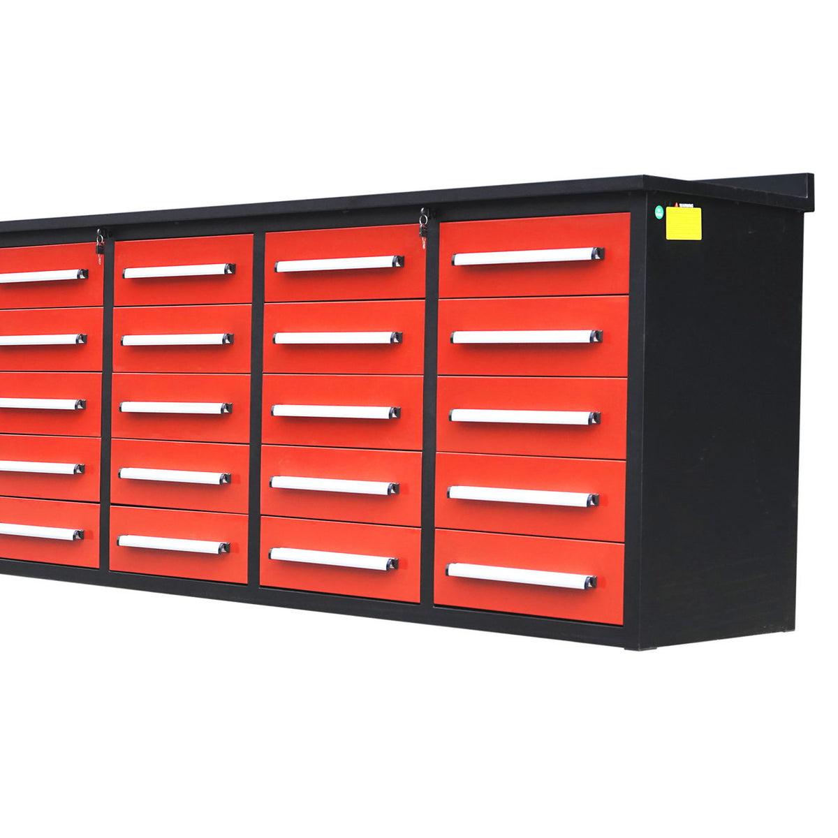 Garage Storage Cabinets With Workbench (With 20 Drawers) - Red