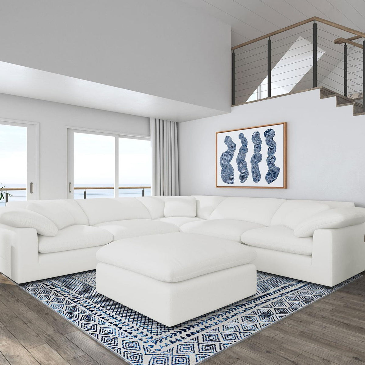 Raleigh 6-piece Boucle Upholstered Modular Sectional Ivory