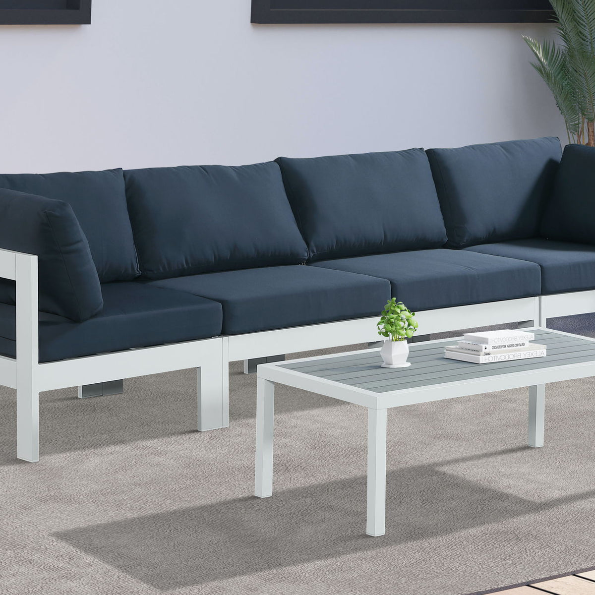 Nizuc - Outdoor Patio 4 Seat Modular Sofa With White Frame