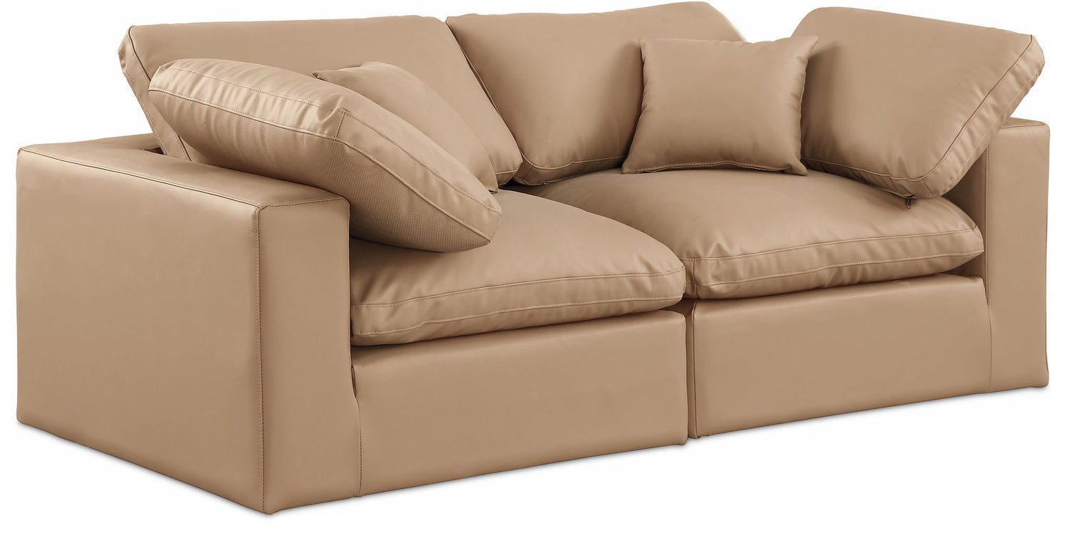 Comfy - Faux Leather Modular Sofa 2 Pieces - Tan