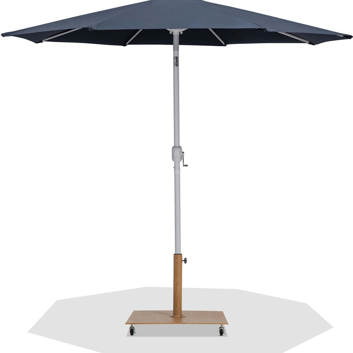 Fiji - Aluminum Patio Umbrella With Square Teak And White Base
