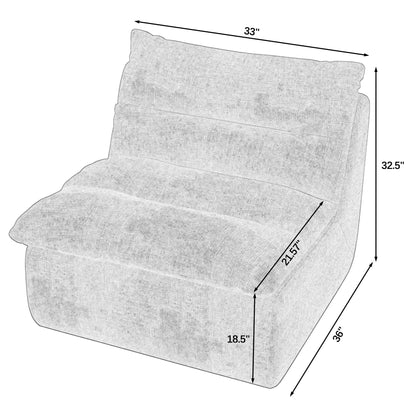 Modern Armless Lazy Floor Sofa Lounge Chair Comfy Bean Bag Couch For Living Room Bedroom Salon Office - Beige