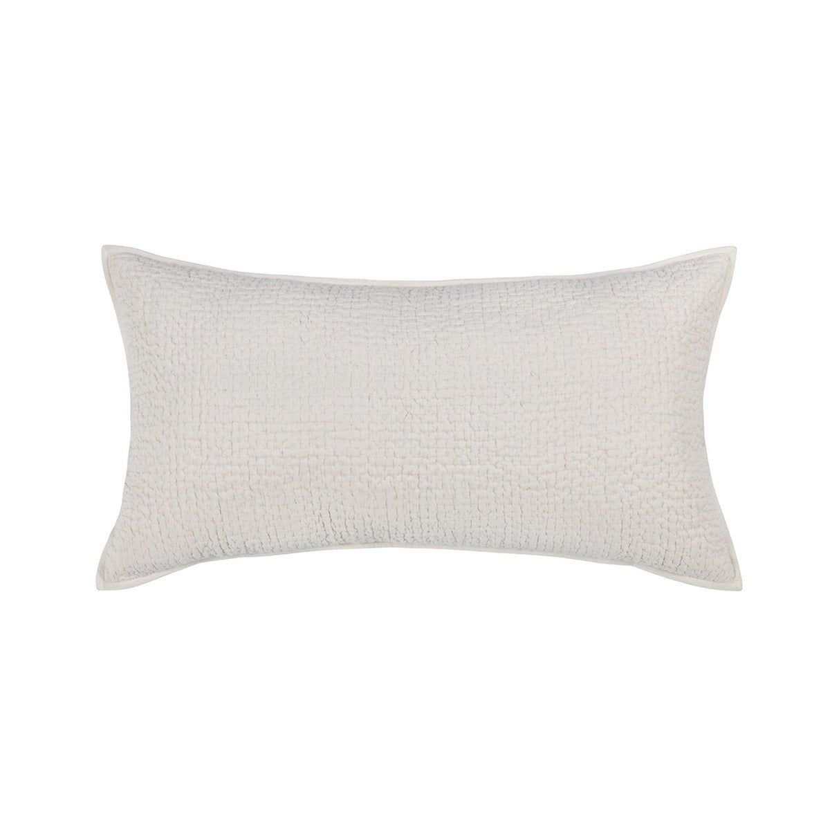Light beige textured lumbar pillow cover with a subtle crinkle pattern.