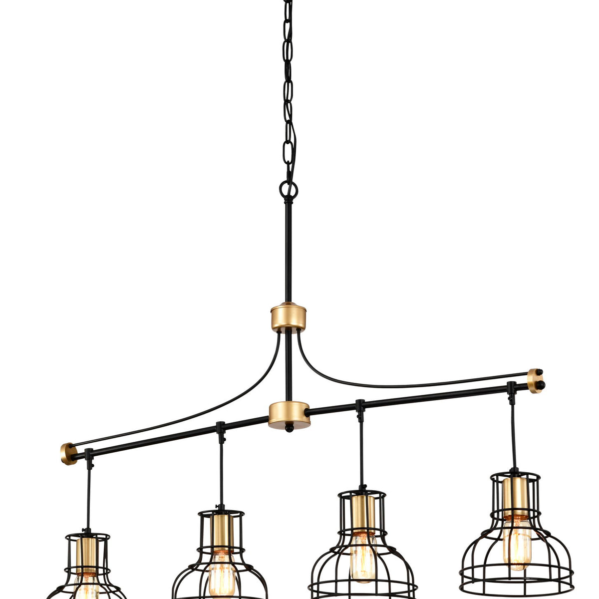 Dining Room Light Fixture / Chandelier Table, 40 -" Hanging For Farmhouse Linear Chandeliers, 5 Light Kitchen Island Lighting Ceiling Chandelier, With Metal Lampshade - Gold / Matte Black