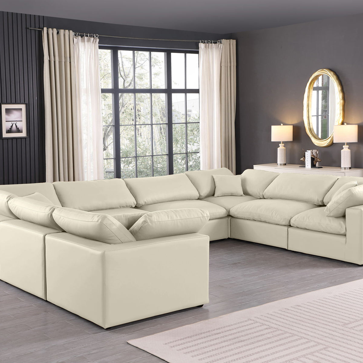 Comfy - 8 Piece Faux Leather Modular Sectional