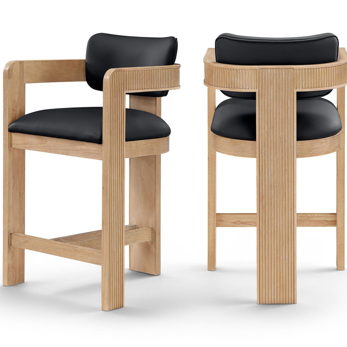 Sacha - Vegan Leather Upholstered Counter Stool With Natural Base