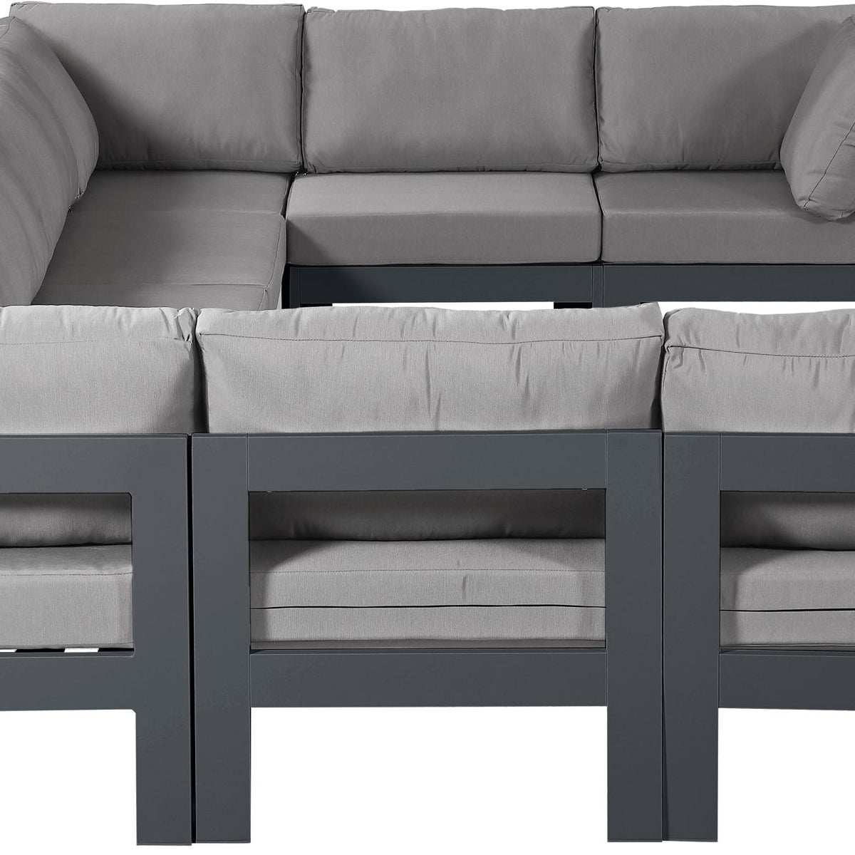 Nizuc - Outdoor Patio 9 Piece Modular Sectional With Gray Frame