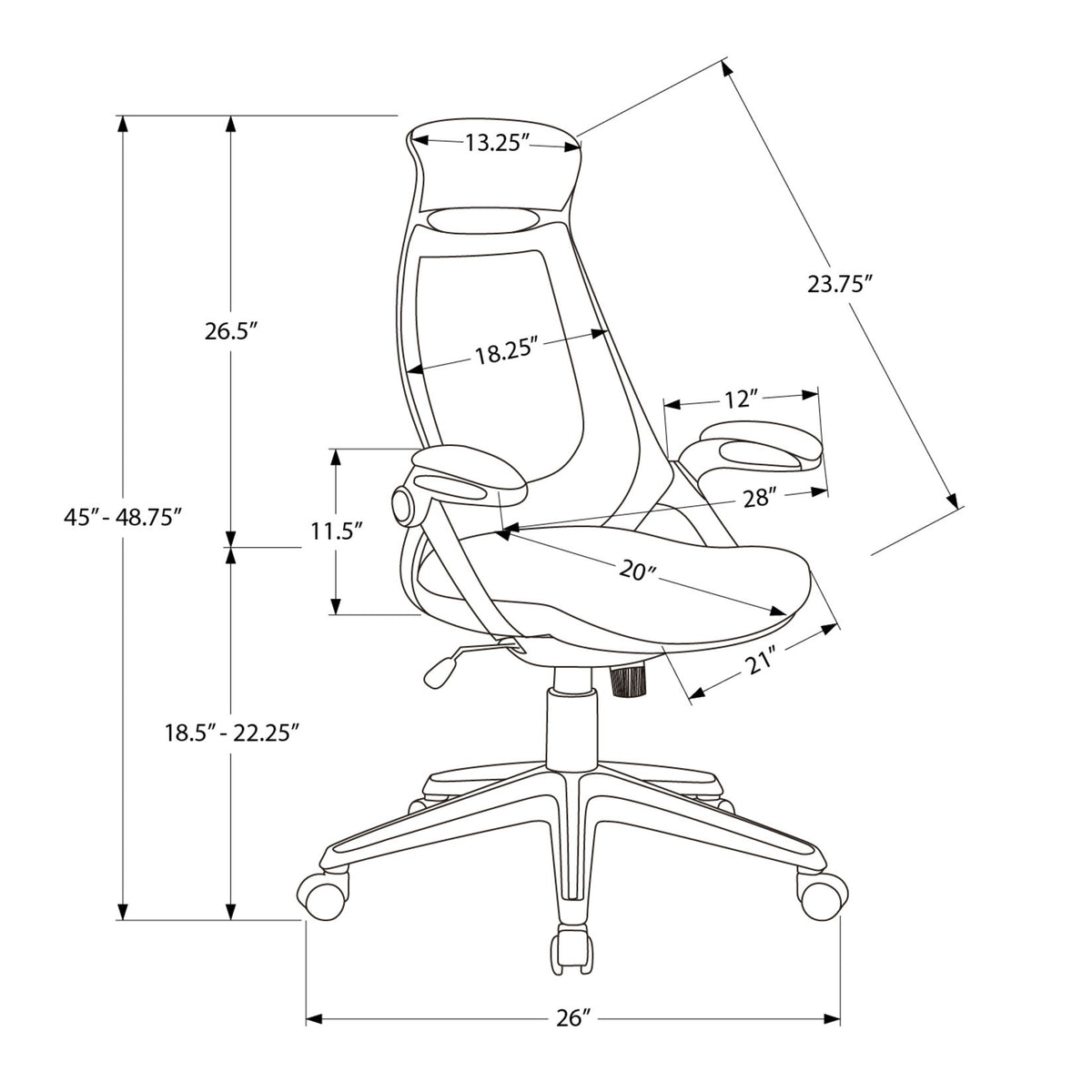 Office Chair, Adjustable Height, Swivel, Ergonomic, Armrests, Contemporary & Modern